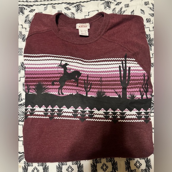 Ariat Sweaters - Ariat Maroon Southwestern Graphic Crewneck Sweater